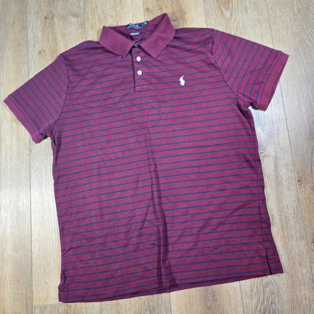 Polo Ralph Lauren Custom Fit Polo Mens XL Red Blue Stripe Preppy Casual